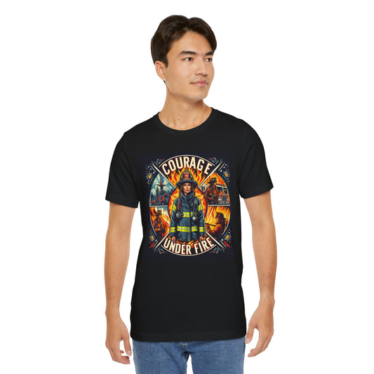 Courage Under Fire - Black- Unisex Jersey Short Sleeve Tee