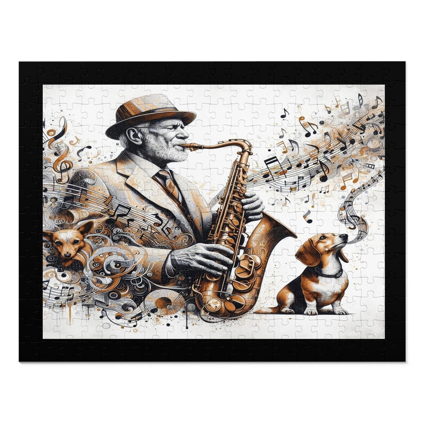 A Man, His Music, and His Dog Jigsaw Puzzle (30, 110, 252, 500-Pieces)