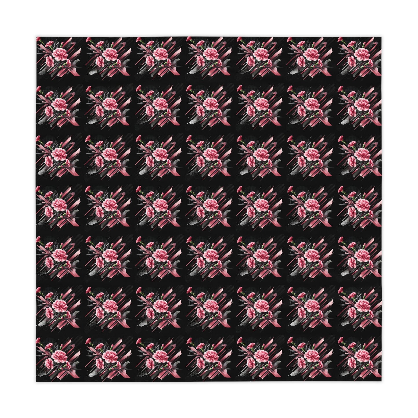 Pink Carnations On Black Tablecloth