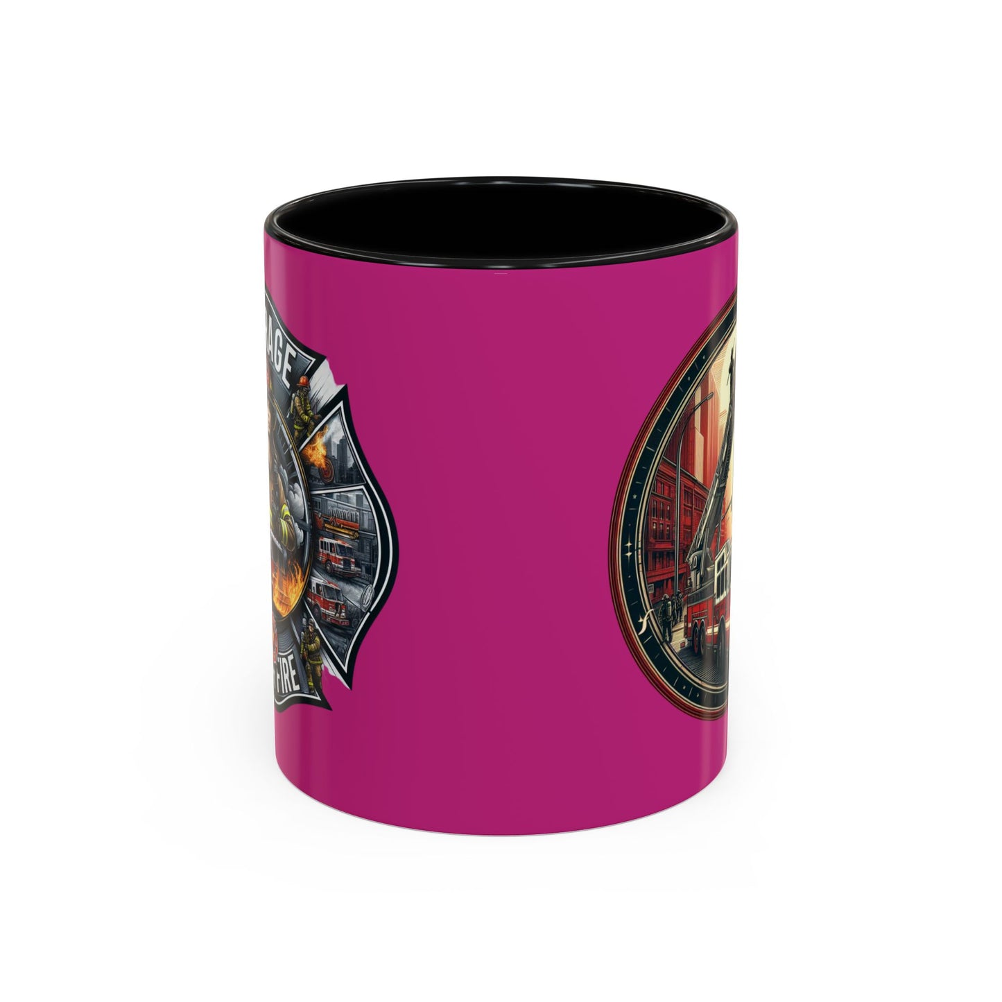 Courage Under Fire - Fire Chief - Hook and Ladder - Pink/White Accent Coffee Mug, 11oz
