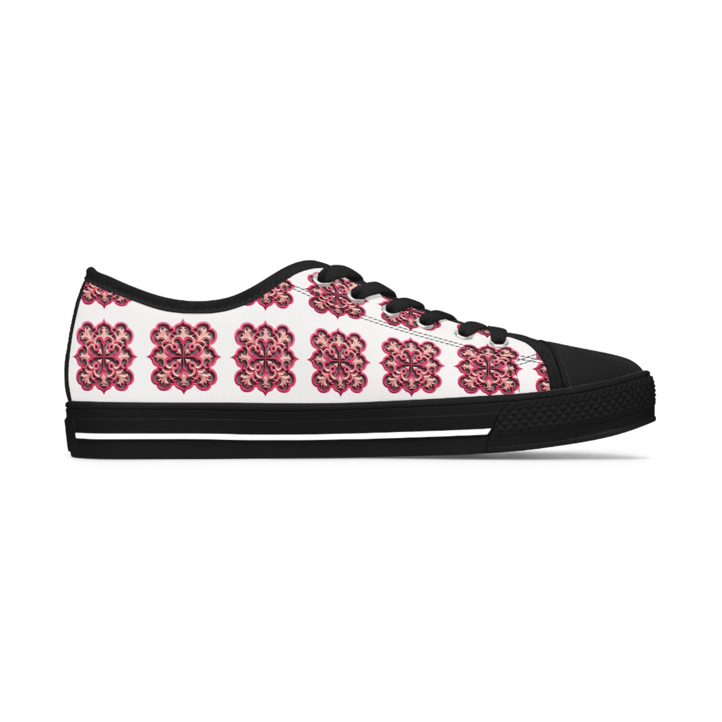 Pink Quatrefoil -Women's Low Top Sneakers