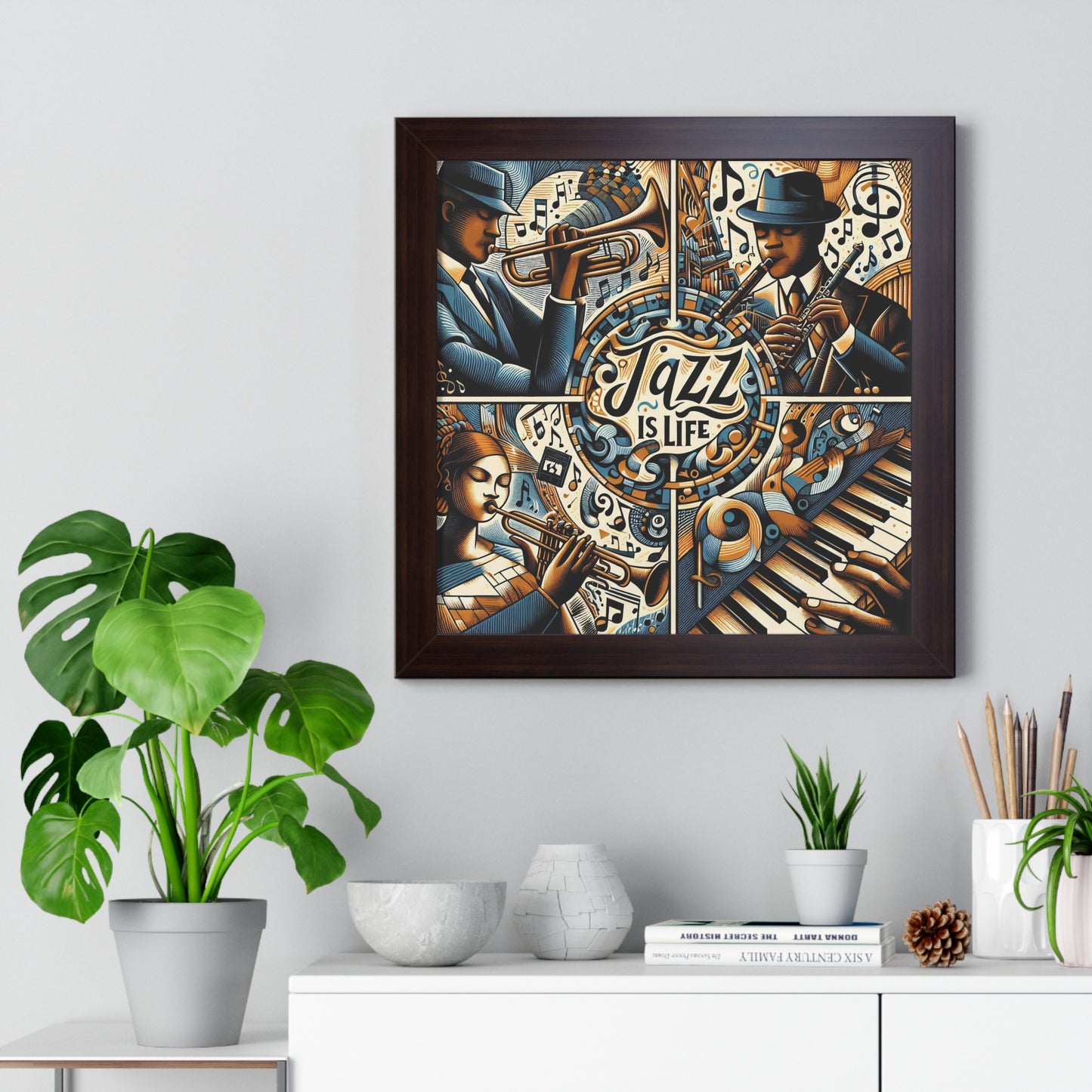 Jazz Is Life -  Unique Wall Art - Framed Vertical Poster