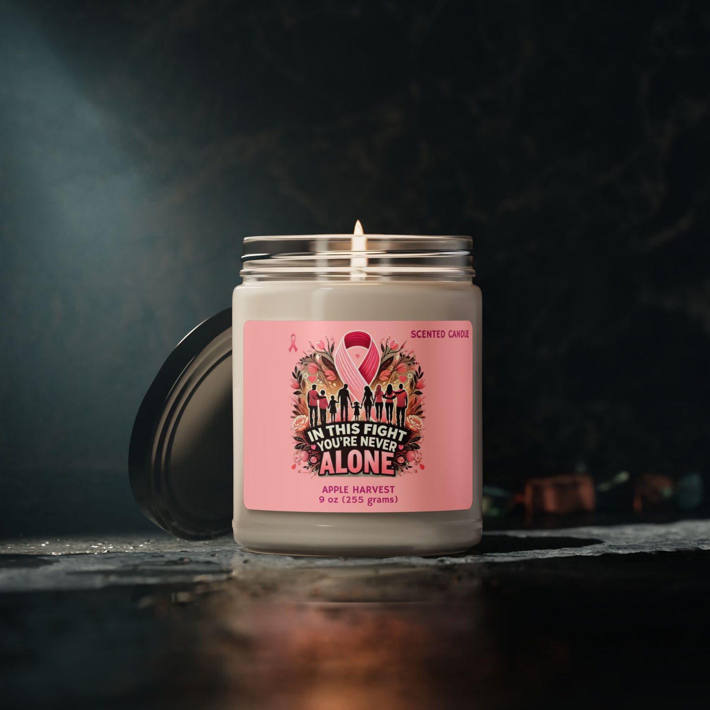 Breast Cancer Awareness, Apple Harvest Scented Soy Candle, 9oz