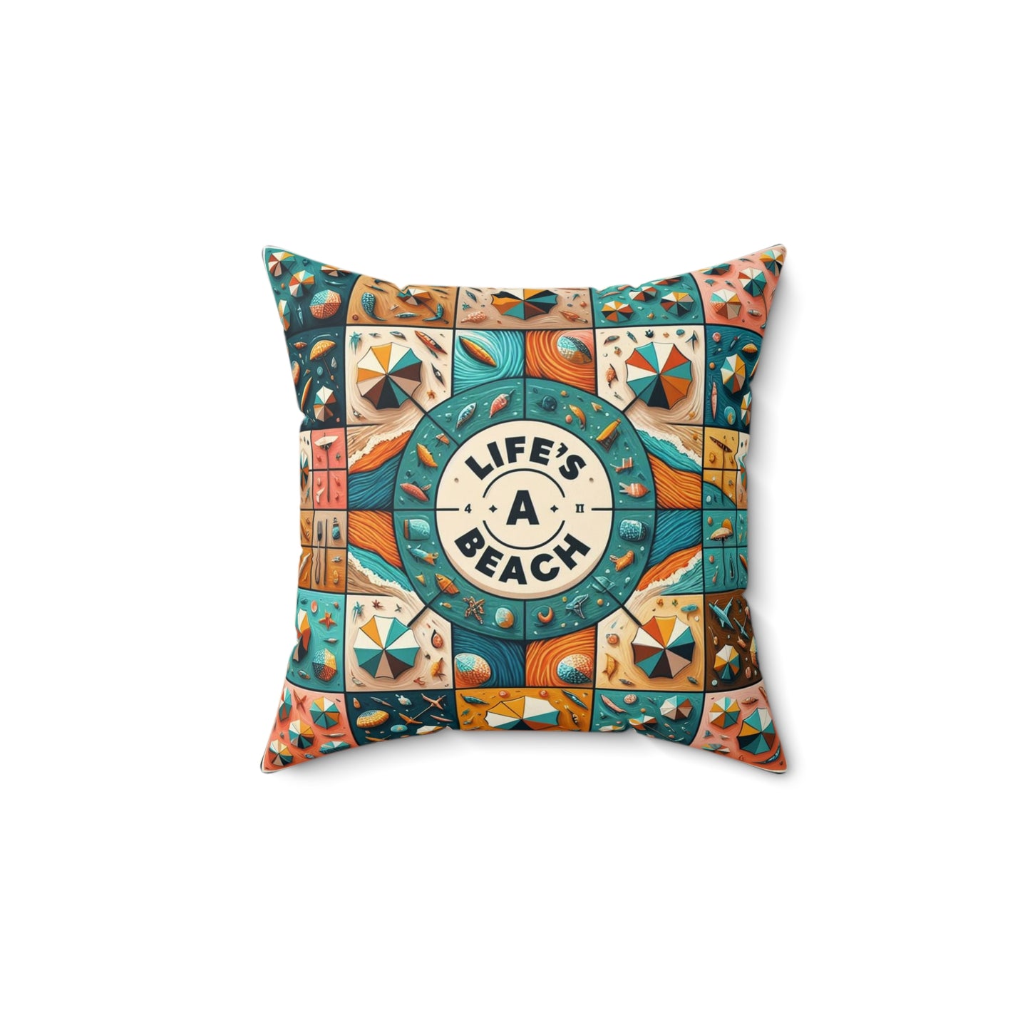 Life's A Beach - 2 Sided Print - Reversible - Spun Polyester Square Pillow