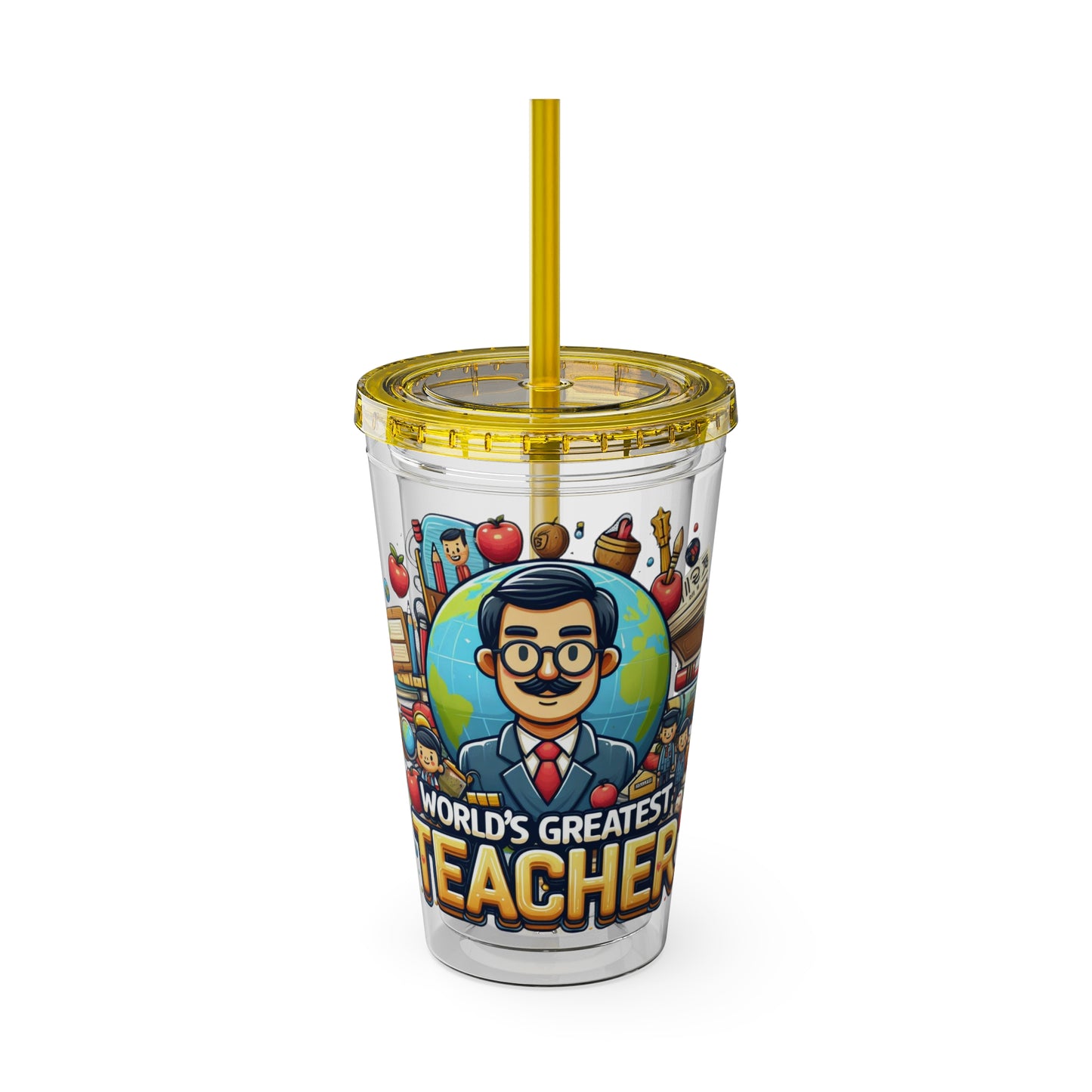World's Greatest Teacher - Sunsplash Tumbler with Straw, 16oz (G1)