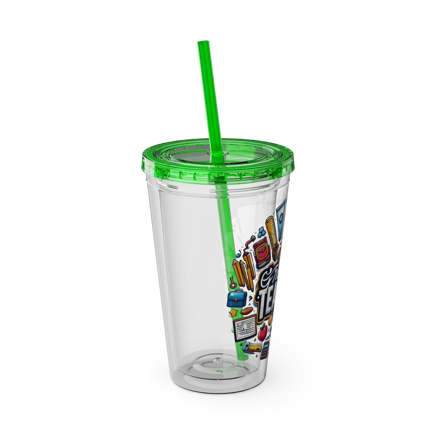 World's Greatest Teacher - Sunsplash Tumbler with Straw, 16oz (G2)