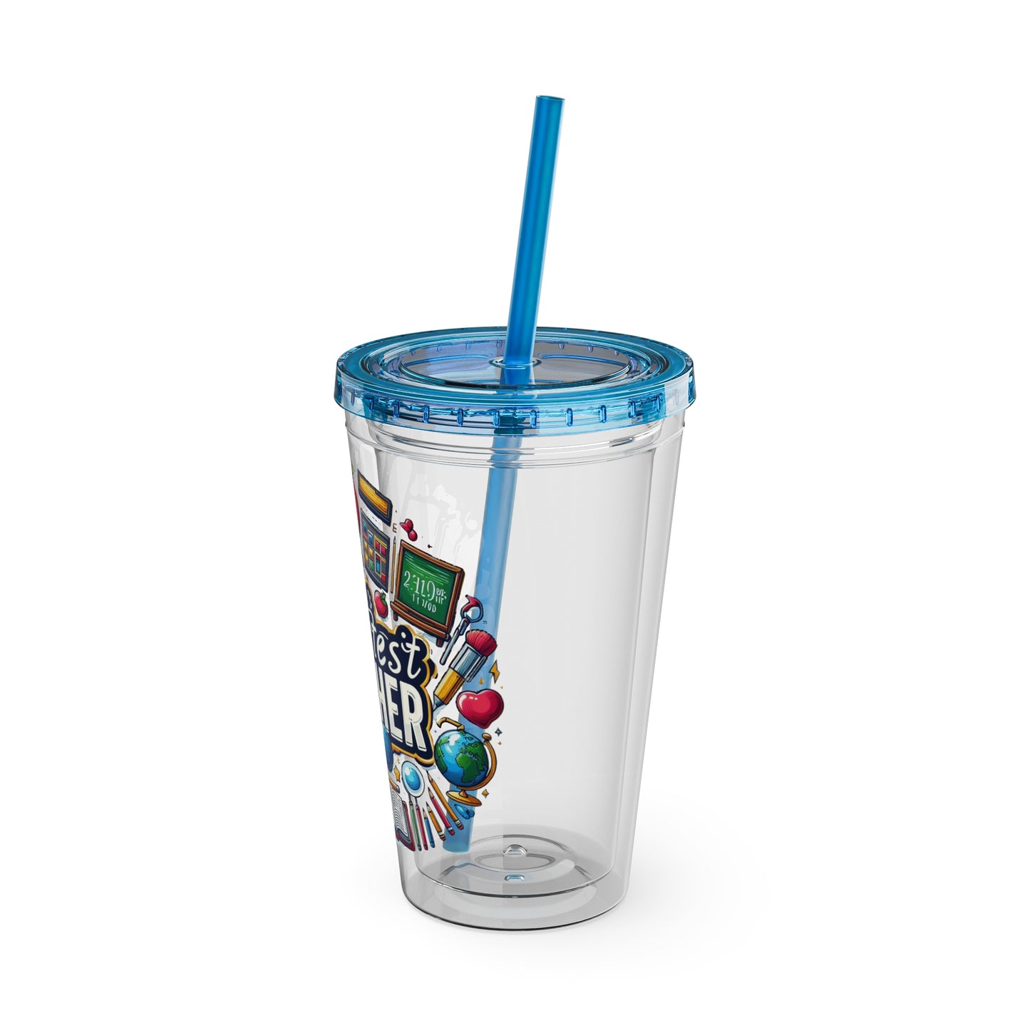 World's Greatest Teacher - Sunsplash Tumbler with Straw, 16oz (G2)