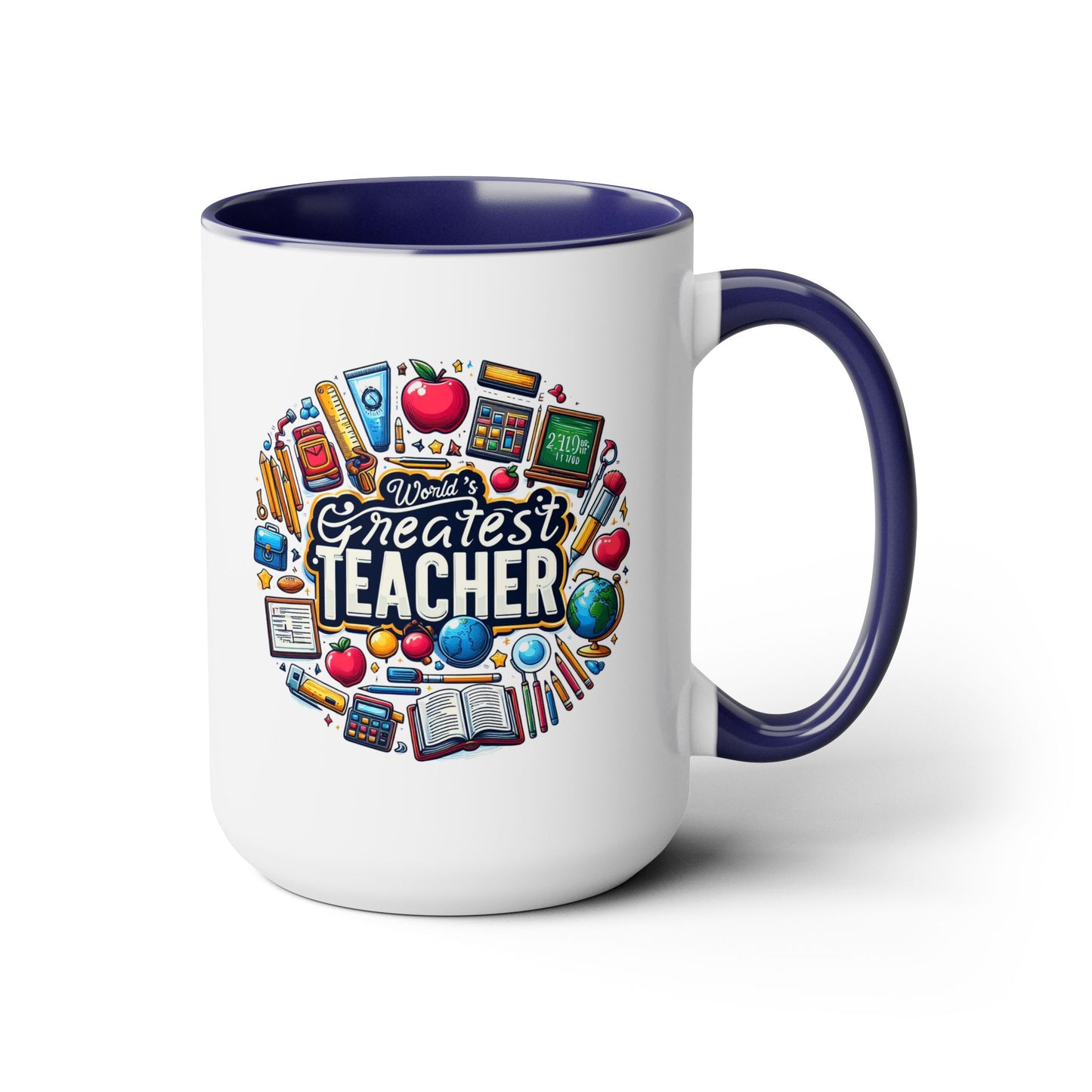 World's Greatest Teacher - Two-Tone Coffee Mugs, 15oz, (RightG2)