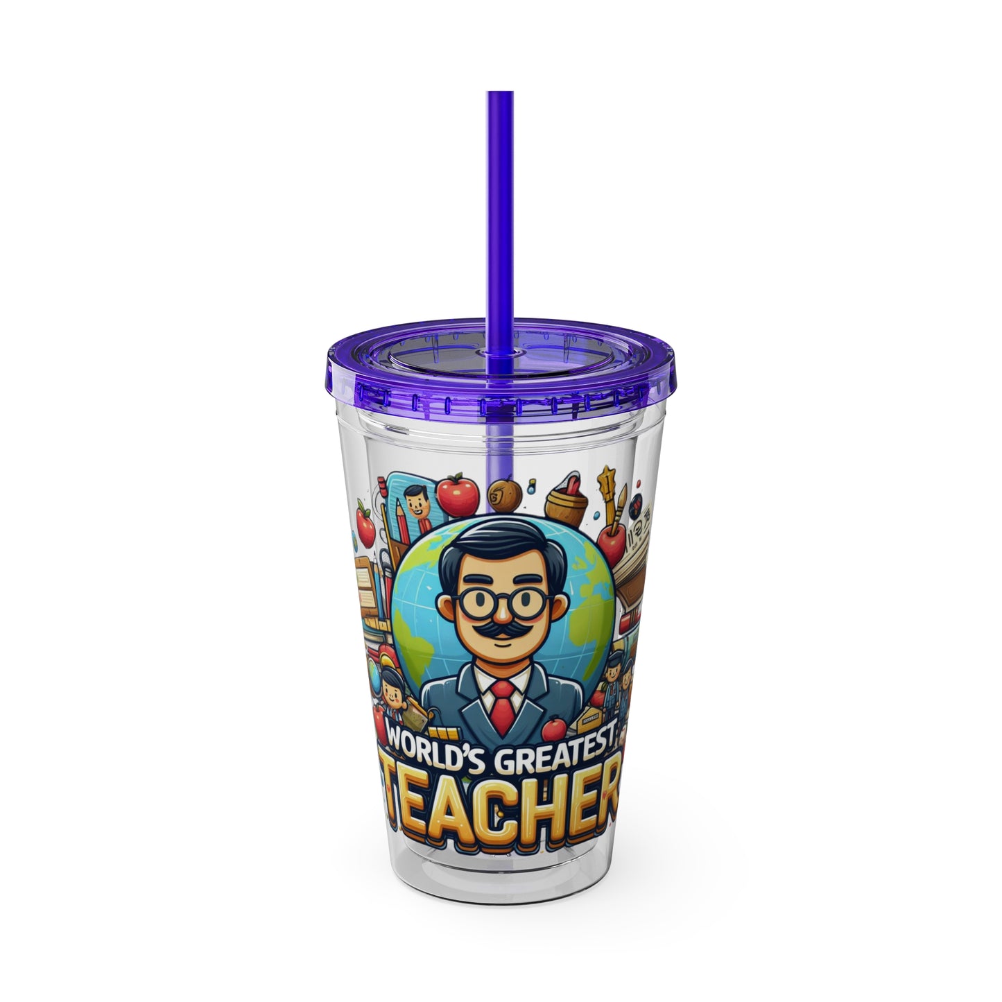 World's Greatest Teacher - Sunsplash Tumbler with Straw, 16oz (G1)
