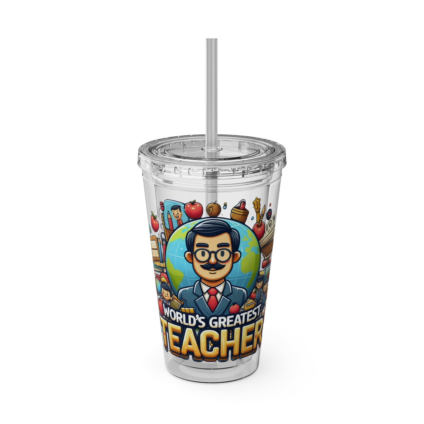 World's Greatest Teacher - Sunsplash Tumbler with Straw, 16oz (G1)