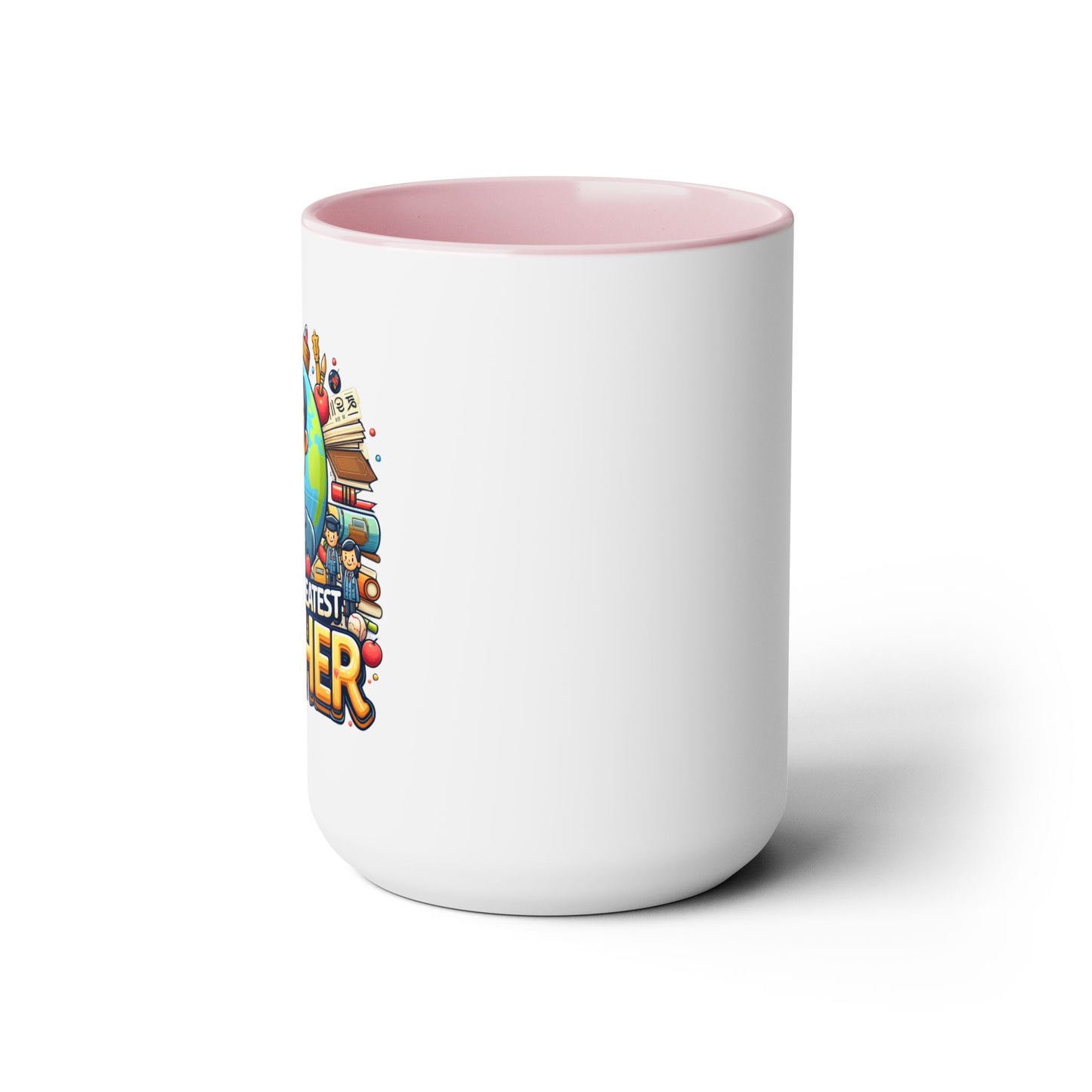 World's Greatest Teacher - Two-Tone Coffee Mugs, 15oz, (LeftG1)