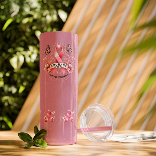 Breast Cancer Awareness Skinny Tumbler with Straw, 20oz