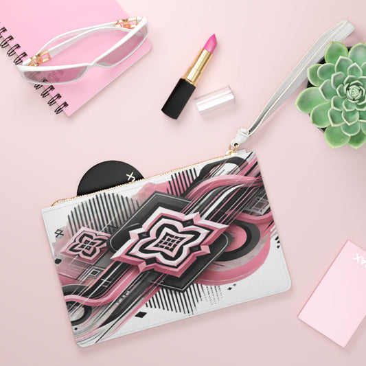 Pink Quatrefoil Clutch Bag