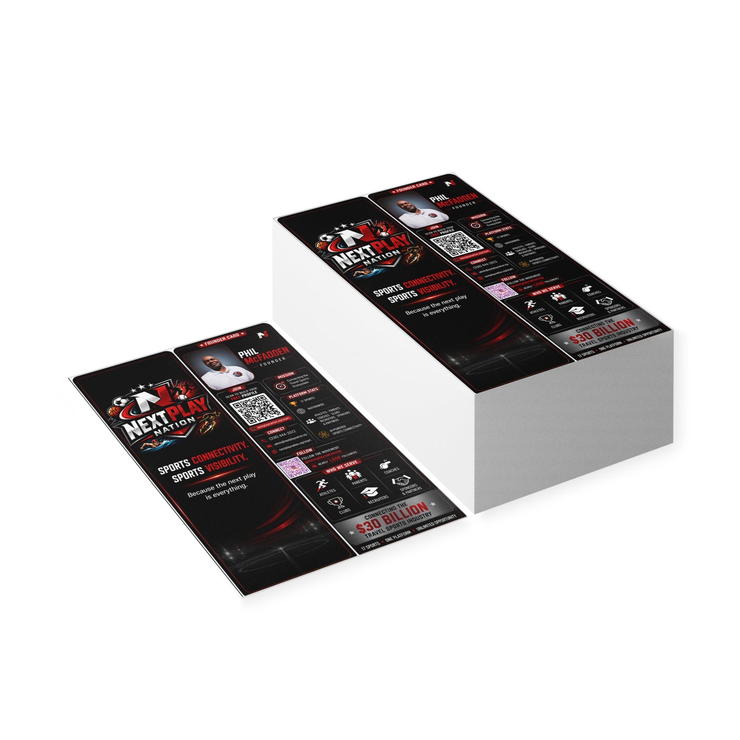NextPlay Nation Logo Business Cards — Black Sports Branded Cards (Personalized)
