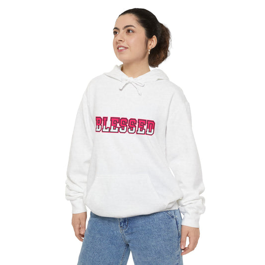 "Blessed" Unisex Garment-Dyed Hoodie | Cozy Gift for Spiritual Souls, Faith Sweatshirt, Everyday Comfort Wear