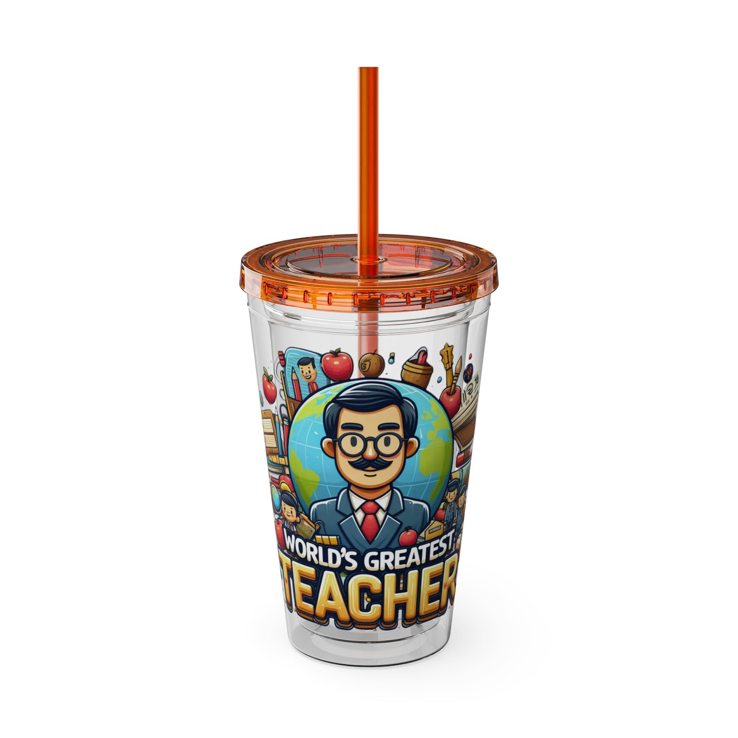 World's Greatest Teacher - Sunsplash Tumbler with Straw, 16oz (G1)