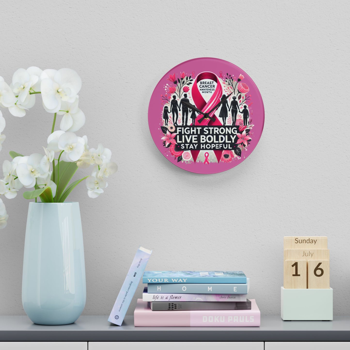 Breast Cancer Awareness Acrylic Wall Clock