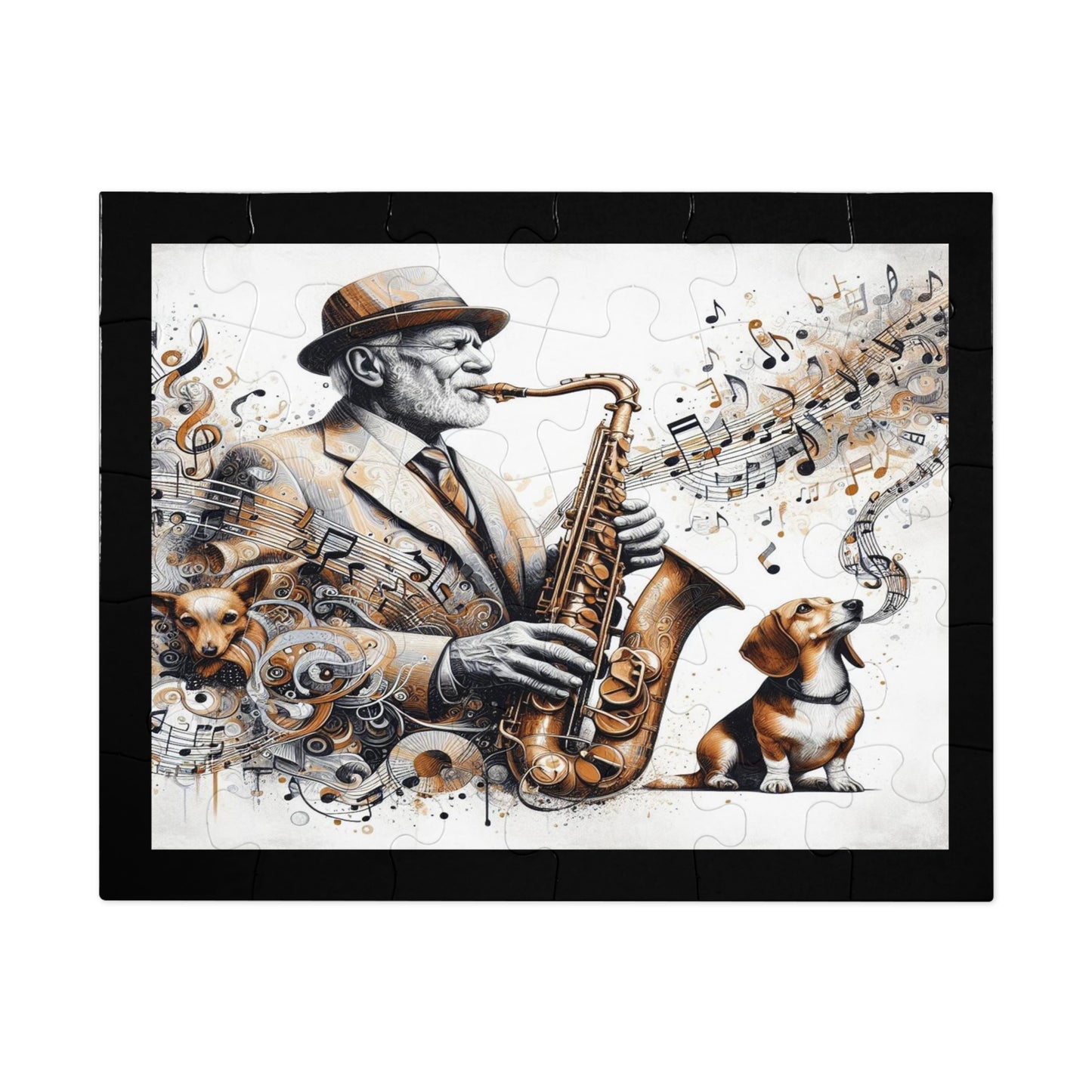 A Man, His Music, and His Dog Jigsaw Puzzle (30, 110, 252, 500-Pieces)