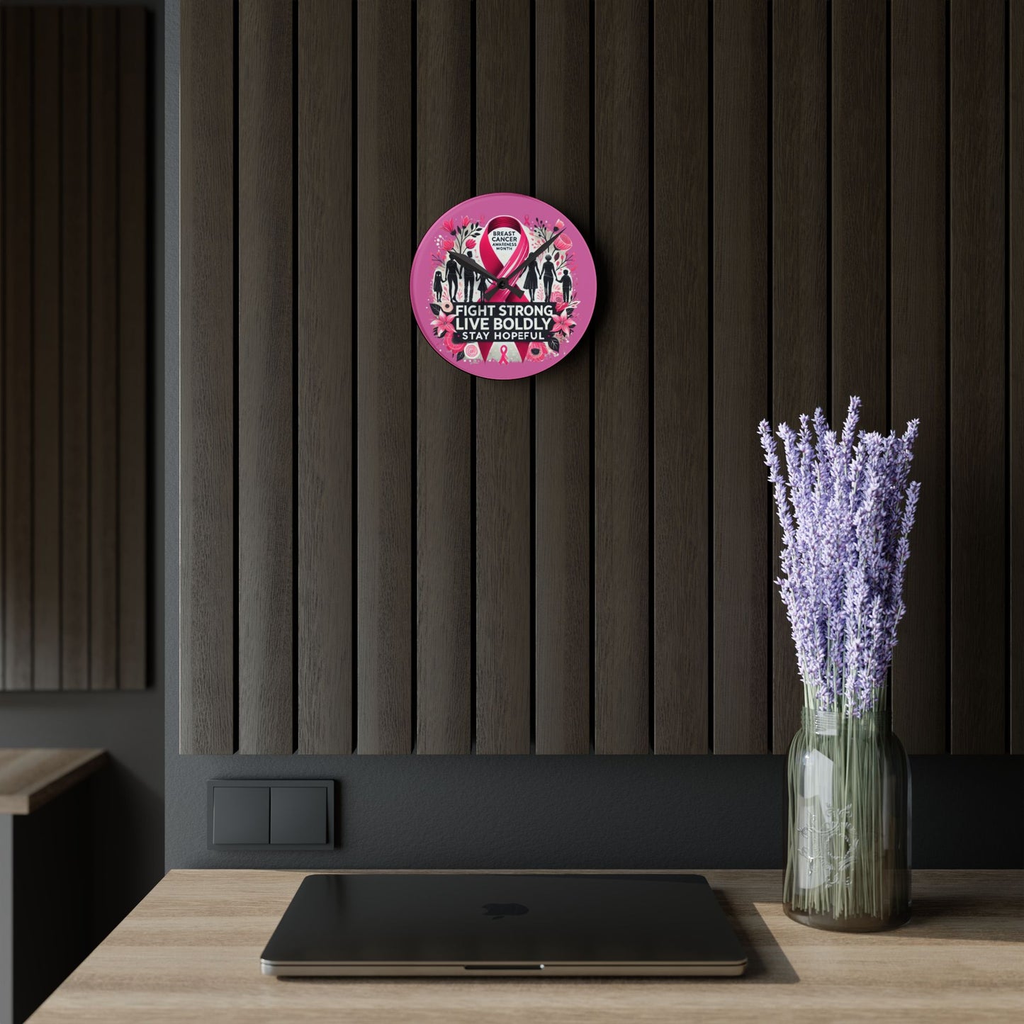 Breast Cancer Awareness Acrylic Wall Clock