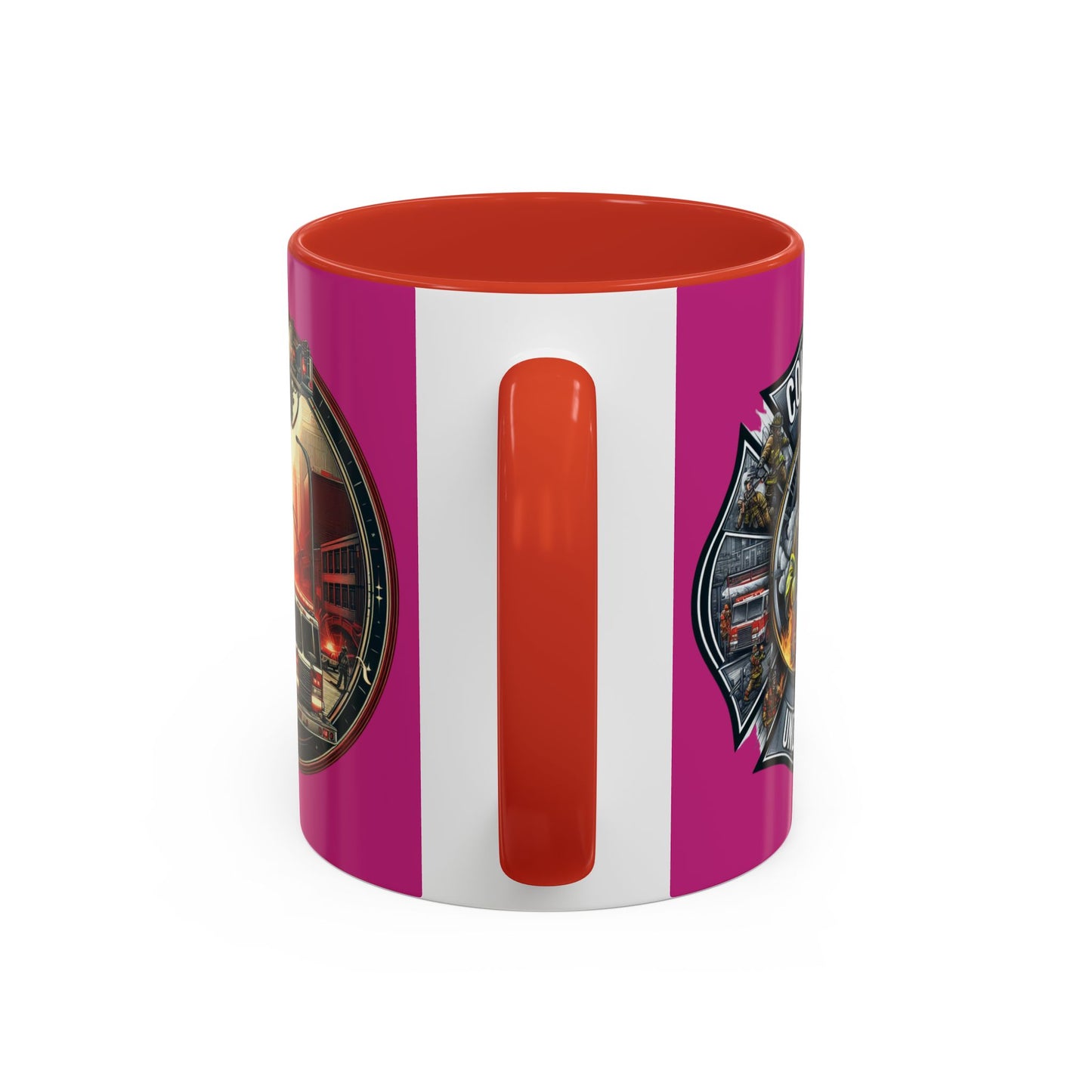 Courage Under Fire - Fire Chief - Hook and Ladder - Pink/White Accent Coffee Mug, 11oz