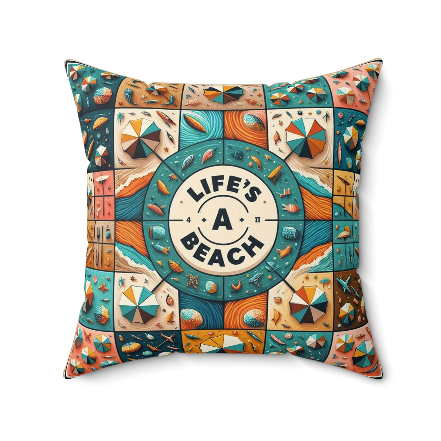 Life's A Beach - 2 Sided Print - Reversible - Spun Polyester Square Pillow