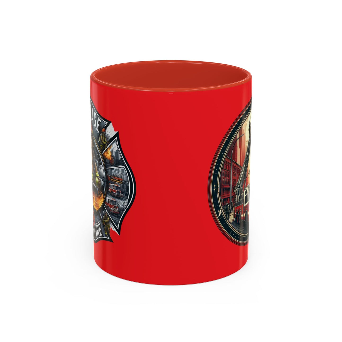 Courage Under Fire - Fire Chief - Hook and Ladder - 11oz Red, Pink, and Black Accents Coffee Mug