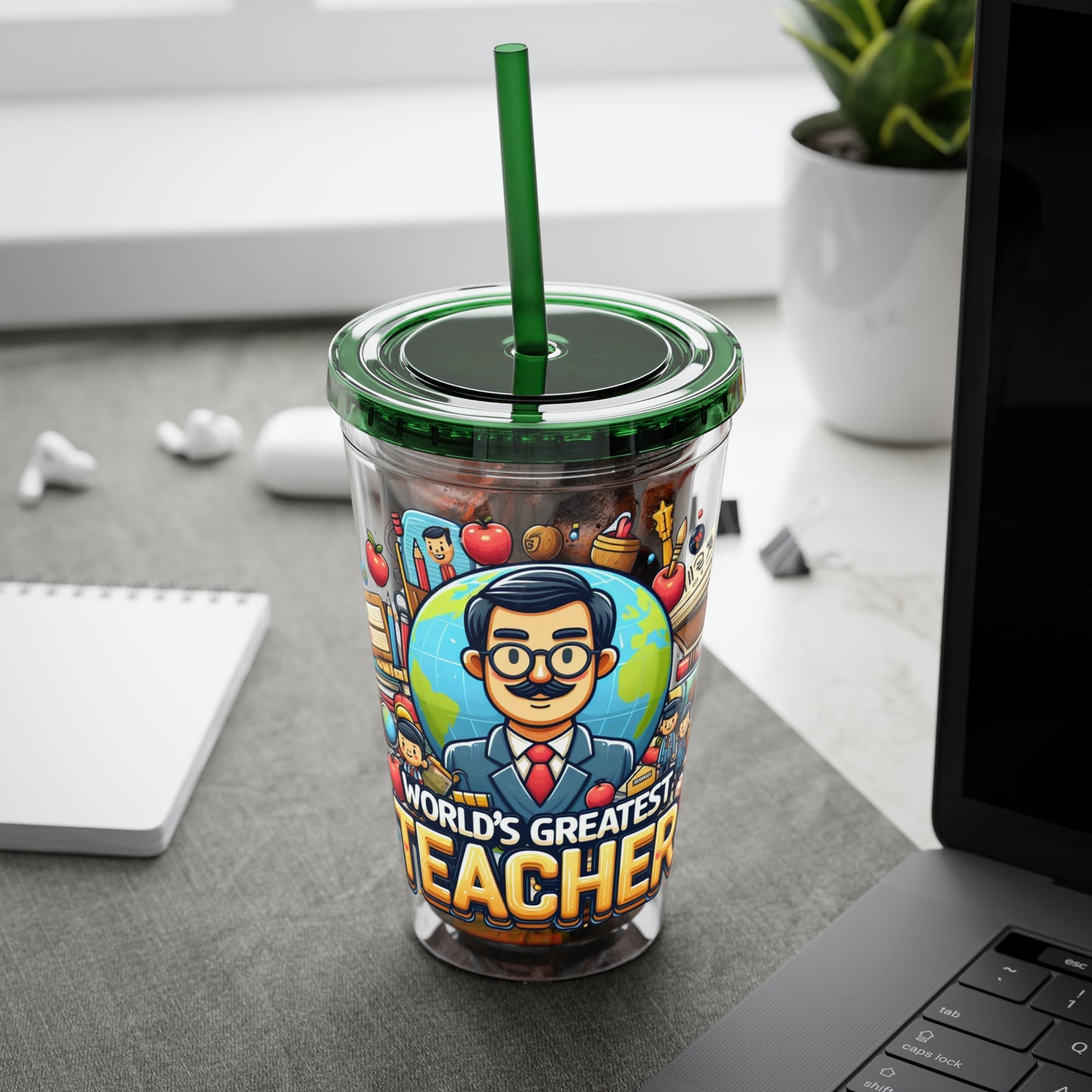 World's Greatest Teacher - Sunsplash Tumbler with Straw, 16oz (G1)
