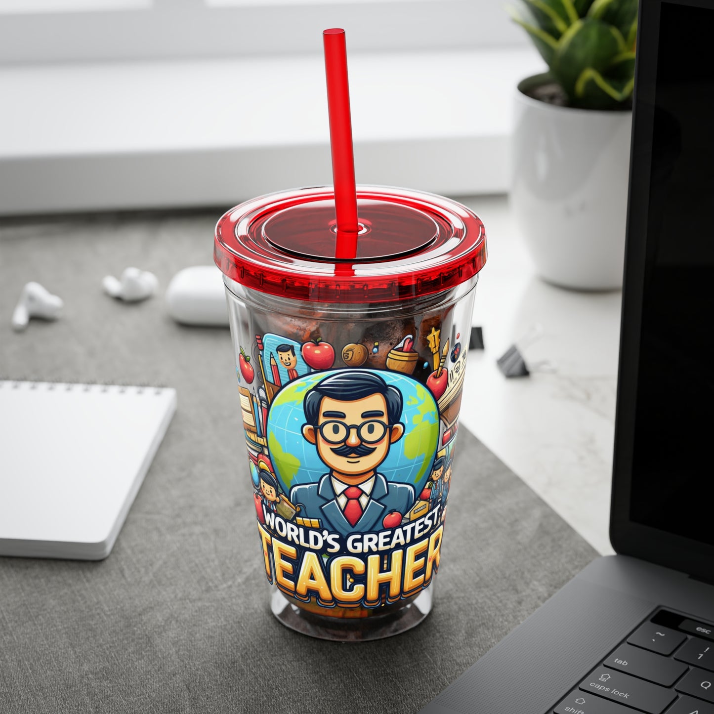 World's Greatest Teacher - Sunsplash Tumbler with Straw, 16oz (G1)