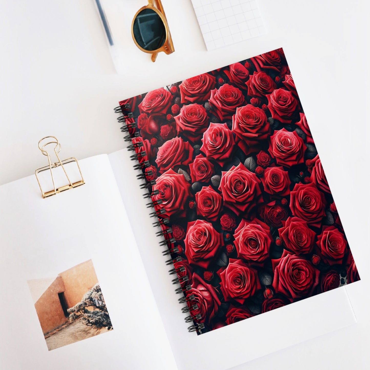 Red Roses Spiral Notebook - Ruled Line