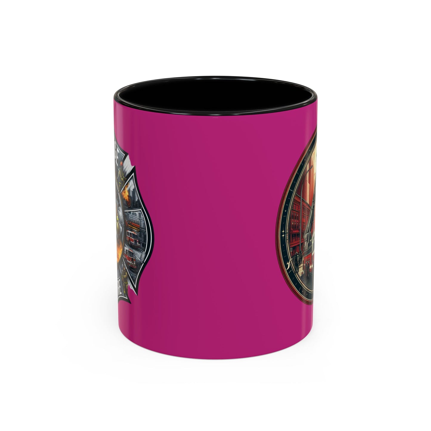 Courage Under Fire - Fire Chief - Hook and Ladder - Pink/White Accent Coffee Mug, 11oz
