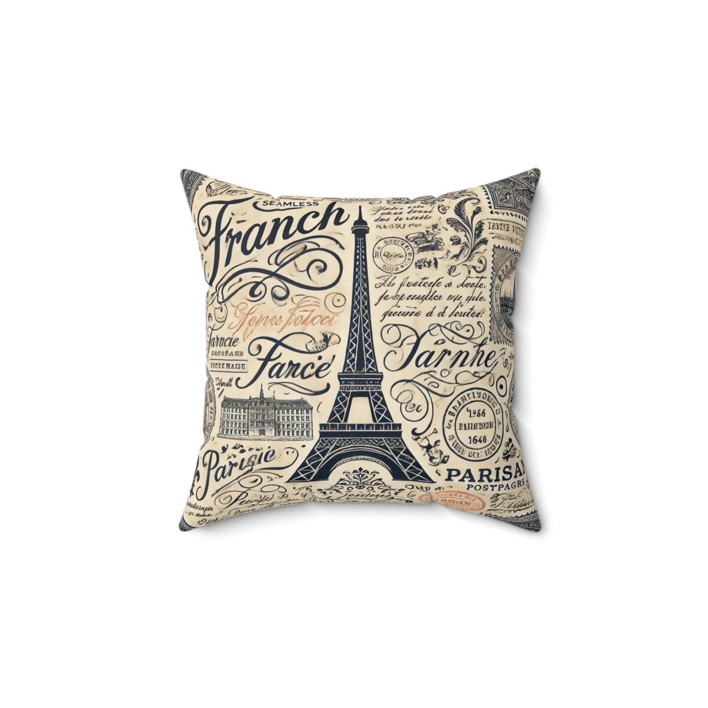 French Typography Square Pillow