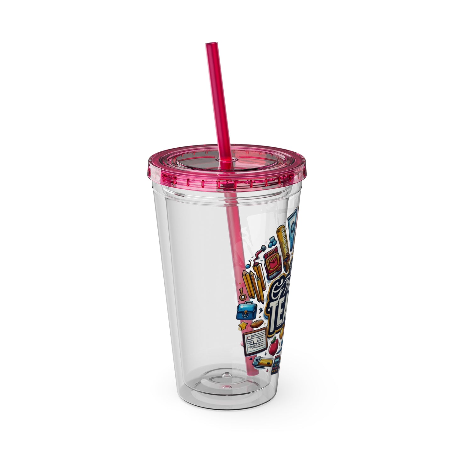 World's Greatest Teacher - Sunsplash Tumbler with Straw, 16oz (G2)