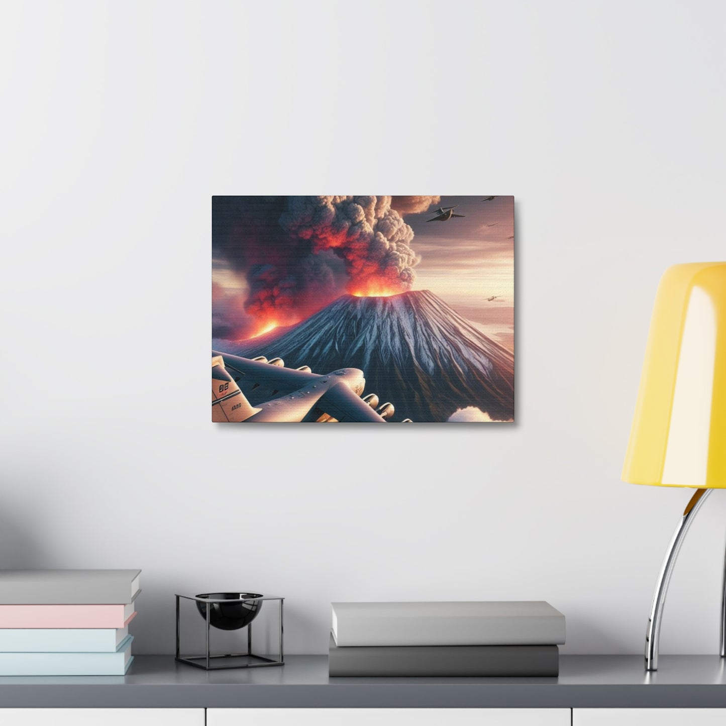 Airlift Aircraft Over Hawaiian Volcano on Stretched Canvas