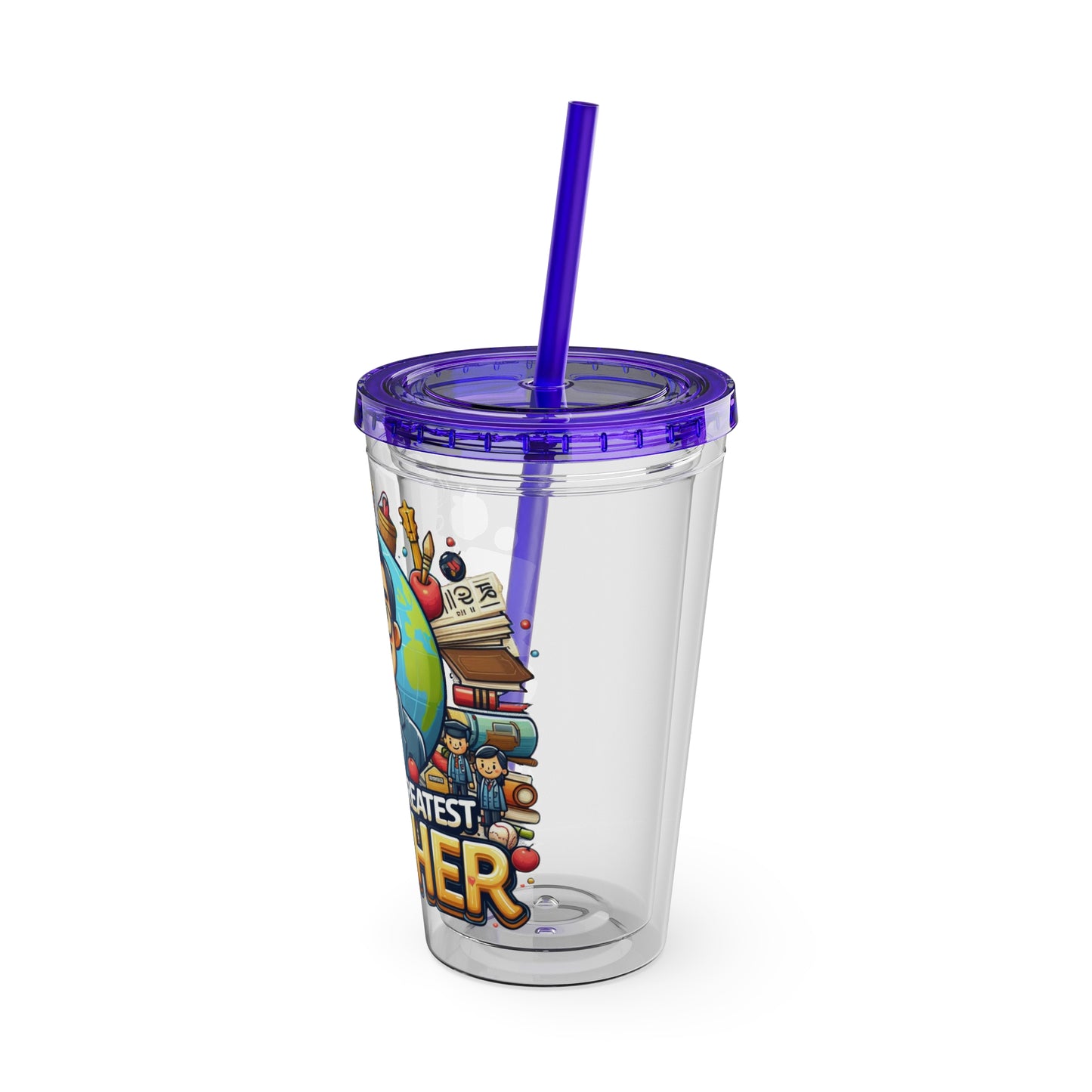 World's Greatest Teacher - Sunsplash Tumbler with Straw, 16oz (G1)