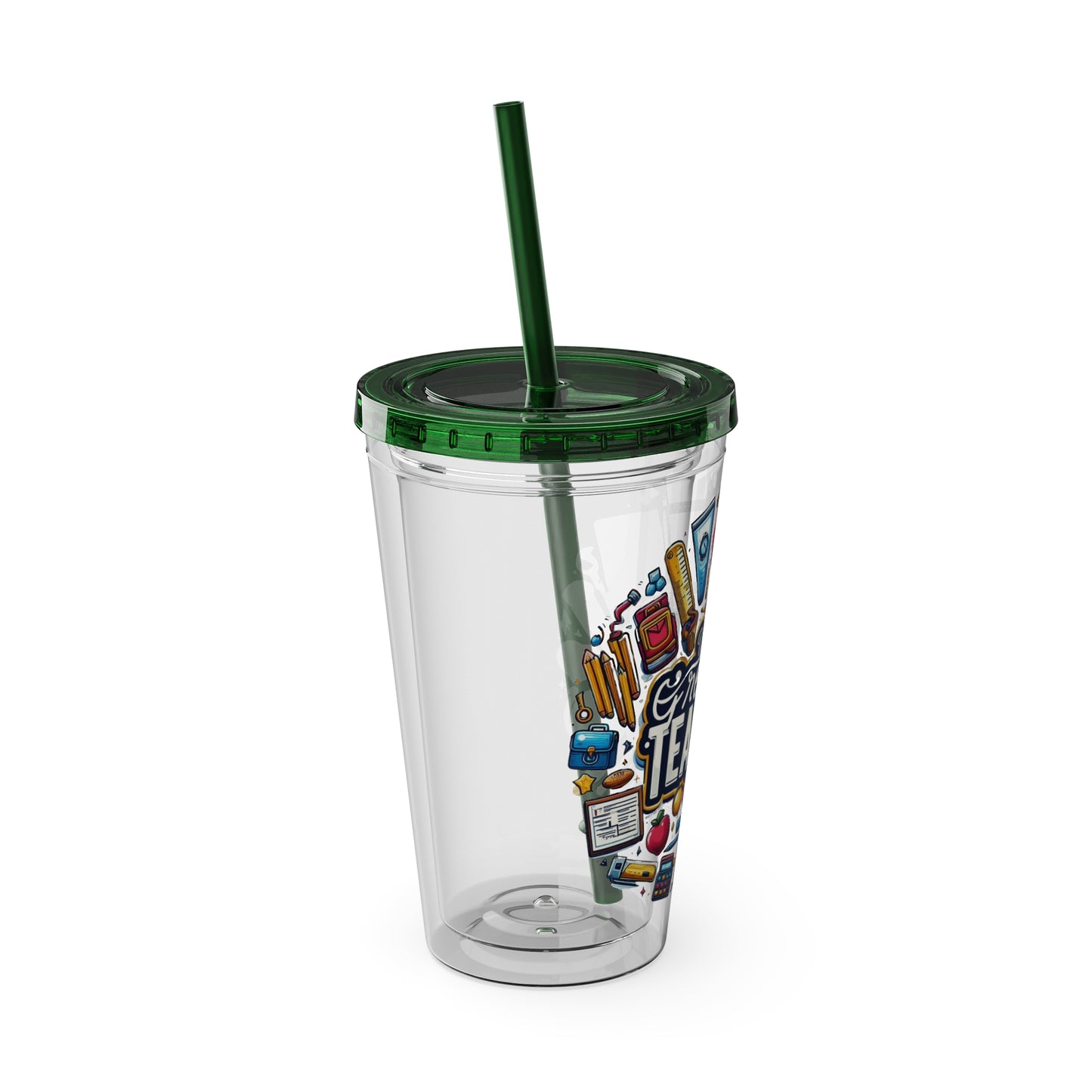 World's Greatest Teacher - Sunsplash Tumbler with Straw, 16oz (G2)