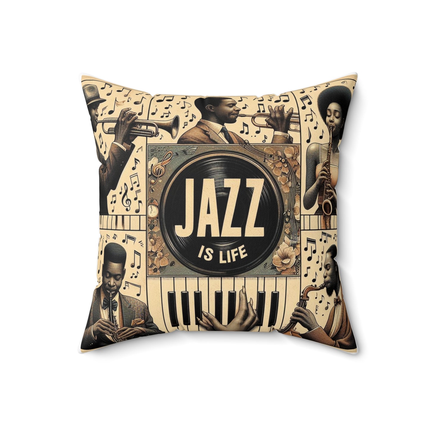 Jazz Is Life - 2 Sided Print - Reversible - Album Center Pillow