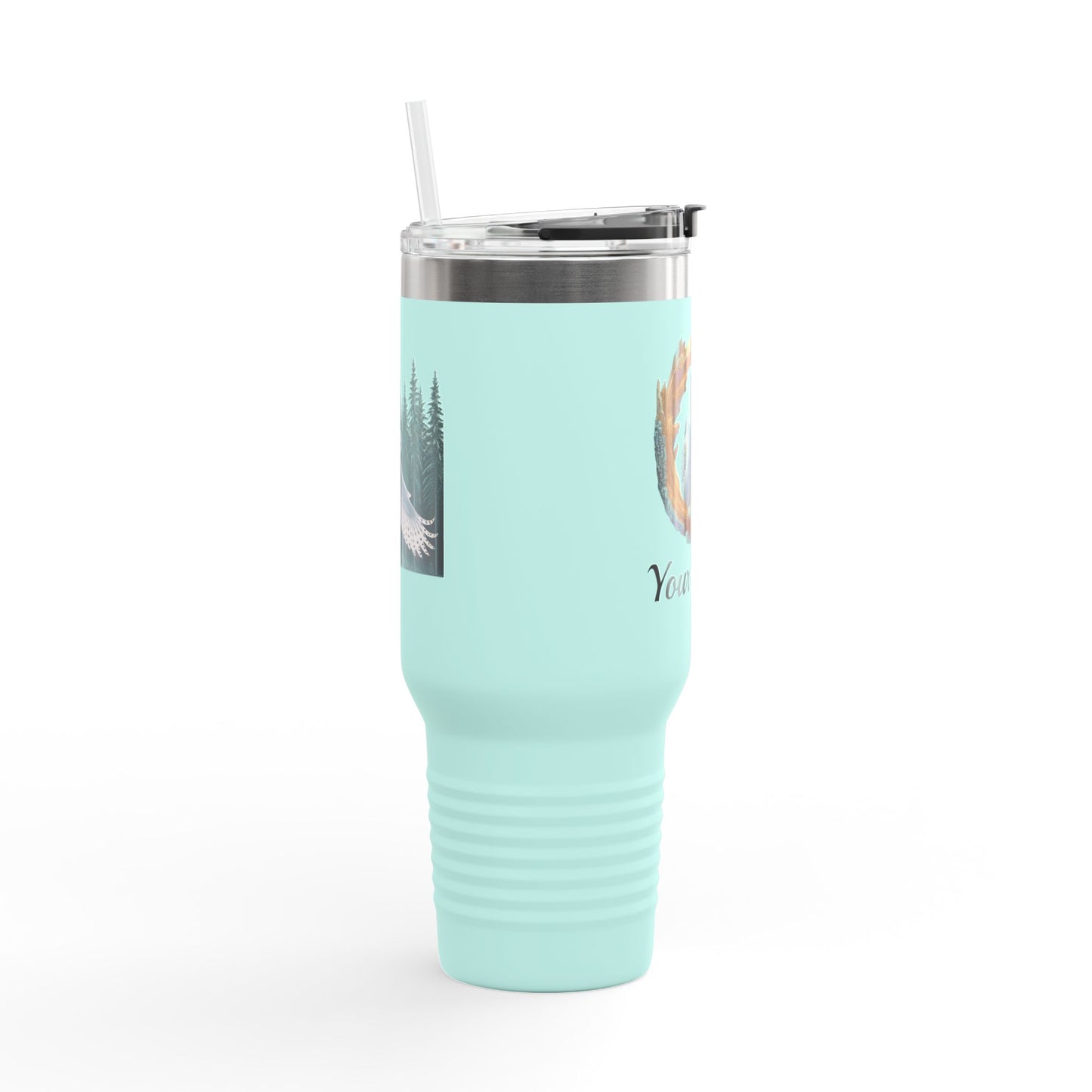 Personalized, Snow Owl, 40oz Stainless Steel, Spillproof Insulated Travel Mug