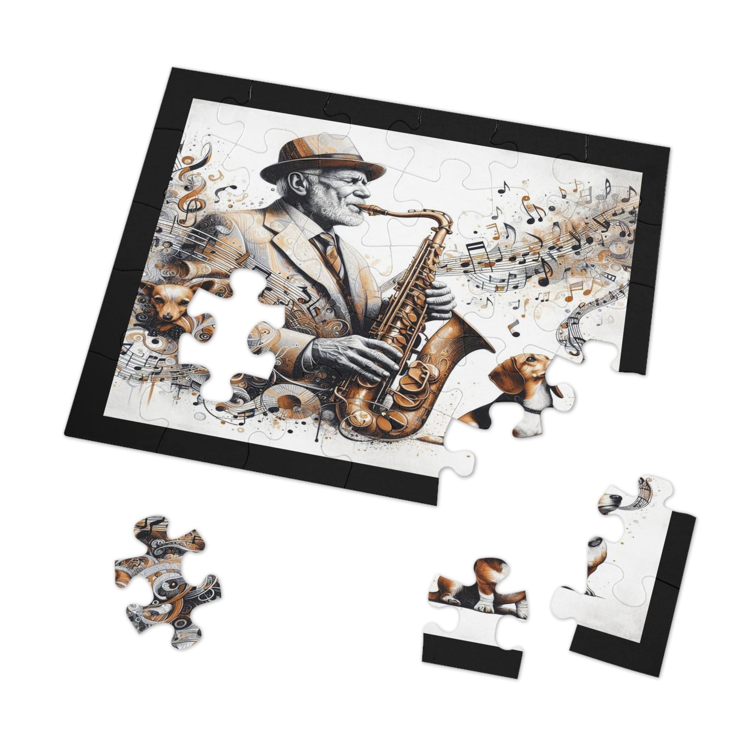 A Man, His Music, and His Dog Jigsaw Puzzle (30, 110, 252, 500-Pieces)