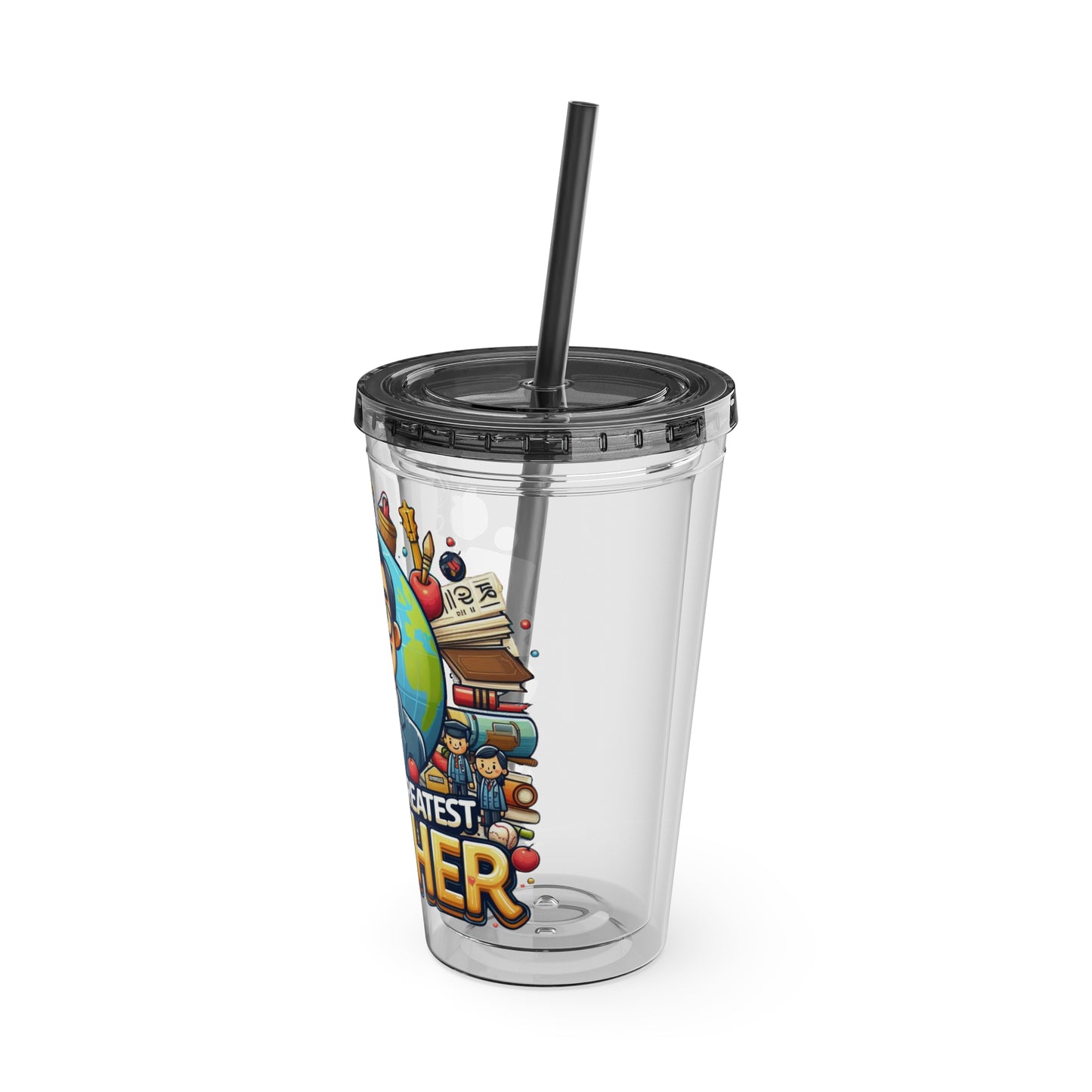 World's Greatest Teacher - Sunsplash Tumbler with Straw, 16oz (G1)
