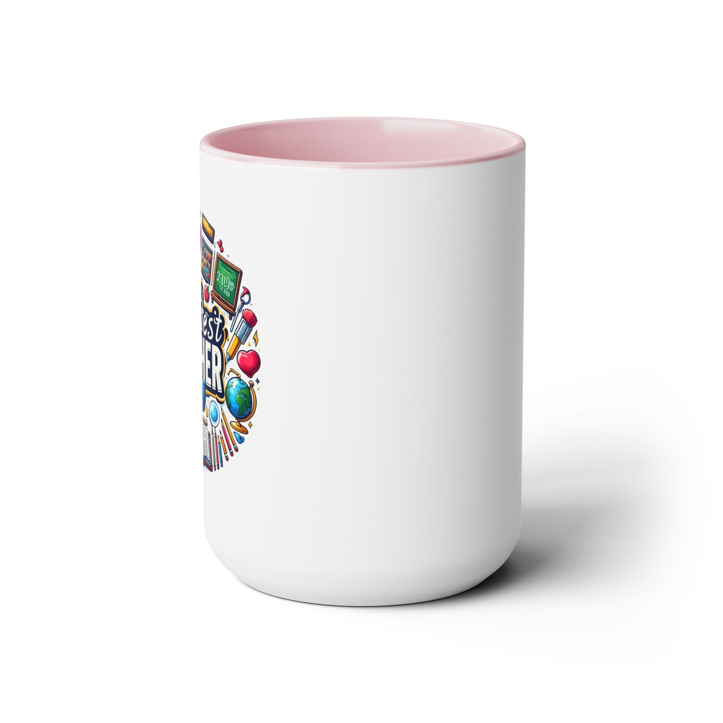 World's Greatest Teacher - Two-Tone Coffee Mugs, 15oz, (LeftG2)