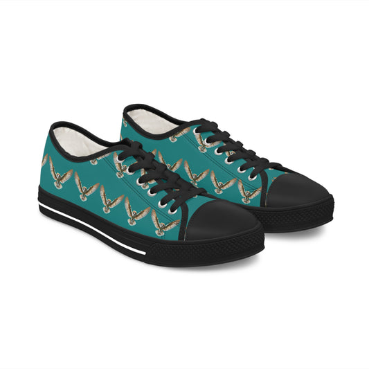 Teal Barn Owl - Women's Low Top Sneakers