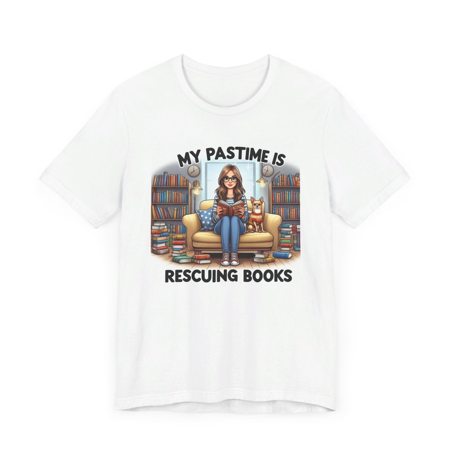 My Pastime Is Rescuing Books - 2 Sided Short Sleeve Tee