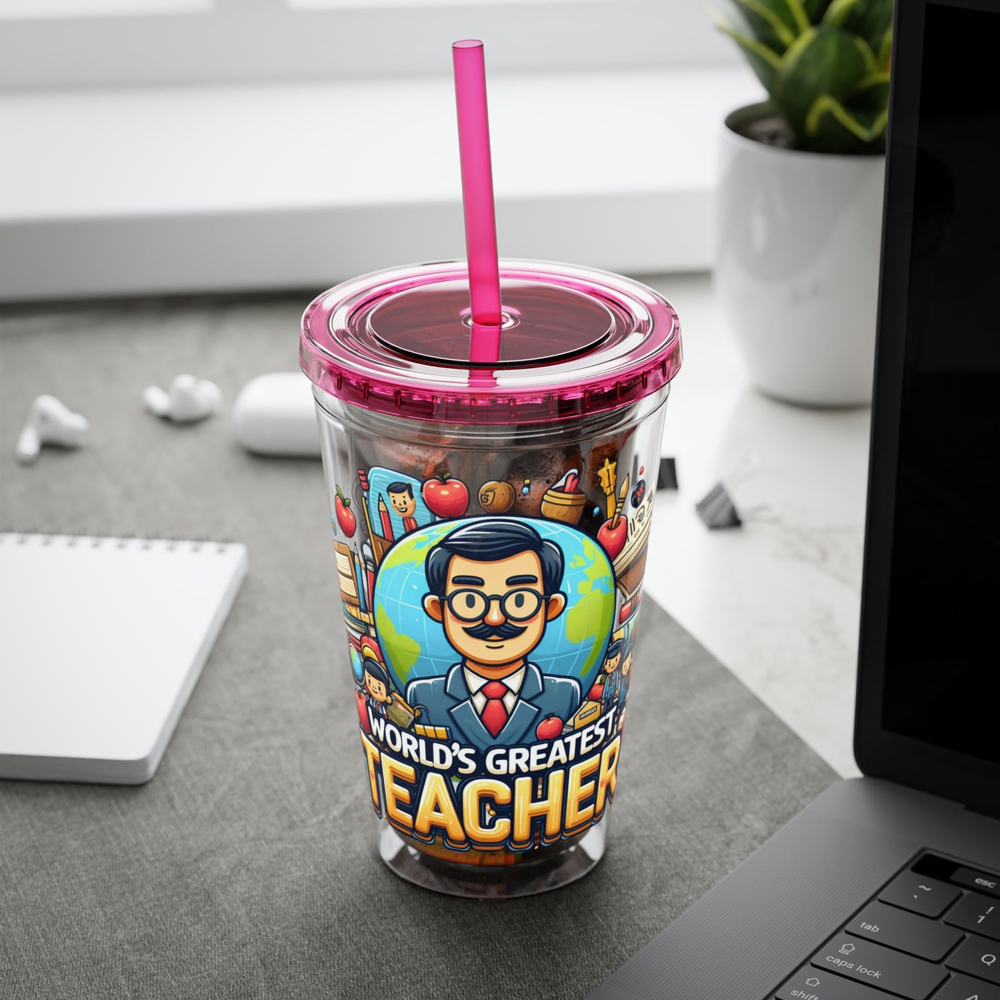 World's Greatest Teacher - Sunsplash Tumbler with Straw, 16oz (G1)