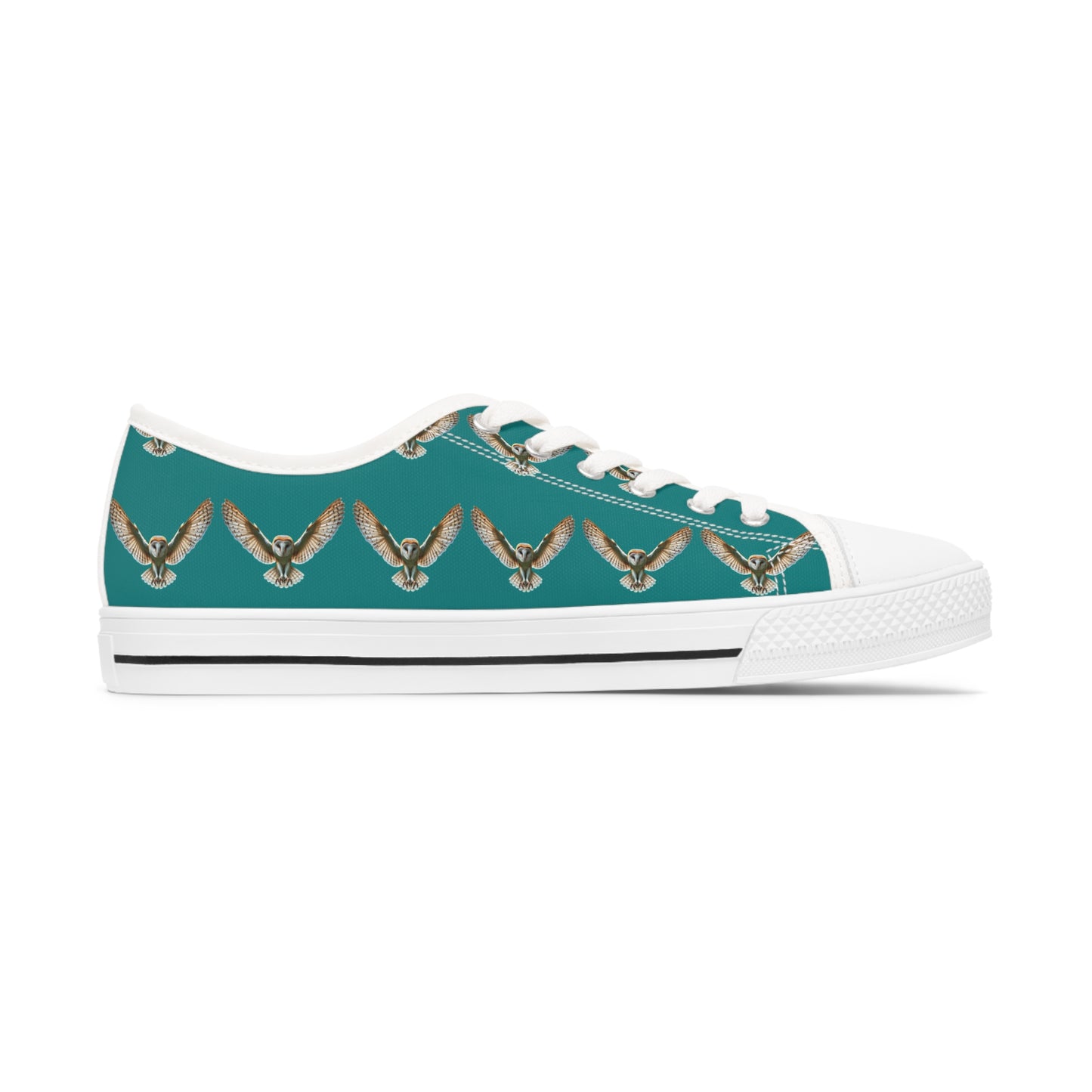 Teal Barn Owl - Women's Low Top Sneakers