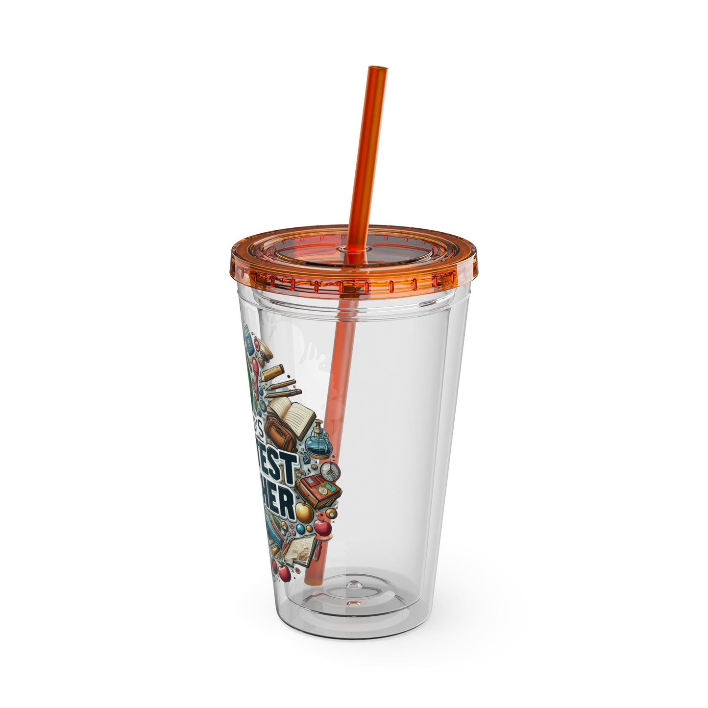 World's Greatest Teacher - Sunsplash Tumbler with Straw, 16oz (G3)