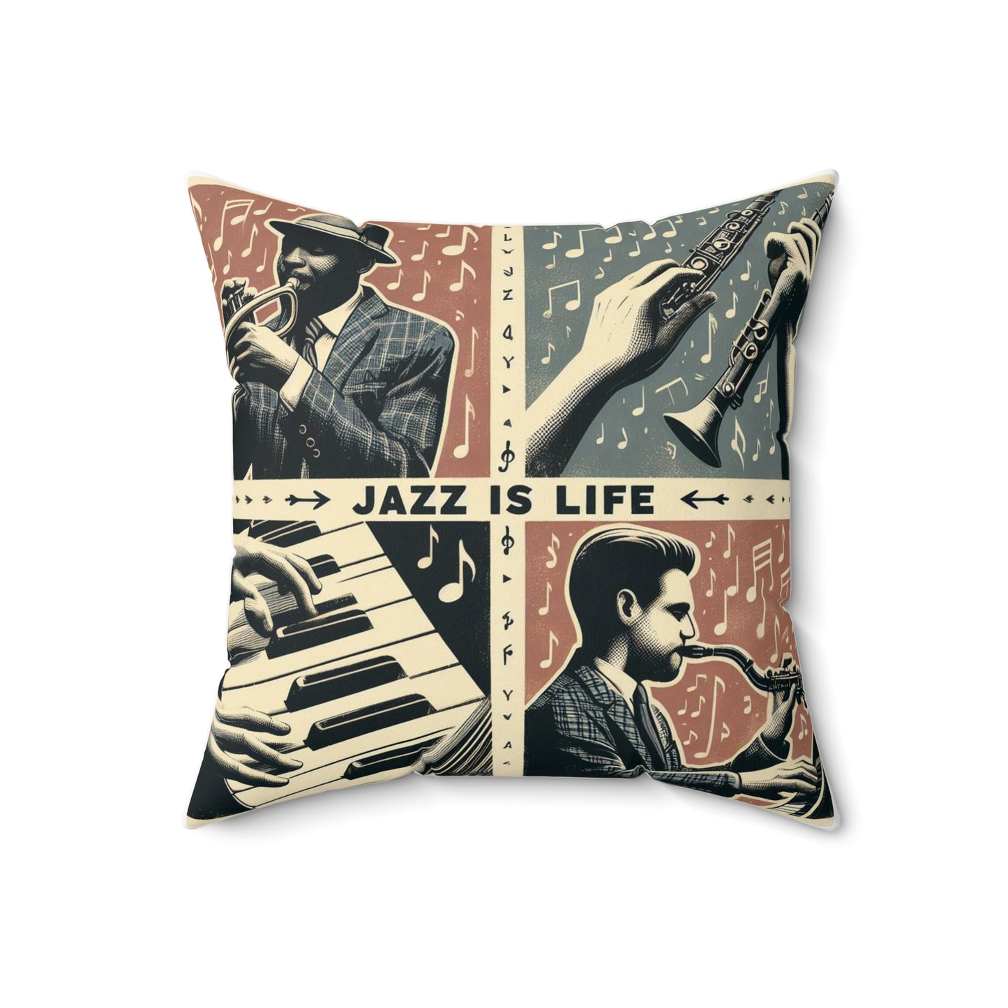 Jazz Is Life - 2 Sided Print - Reversible - Album Center Pillow