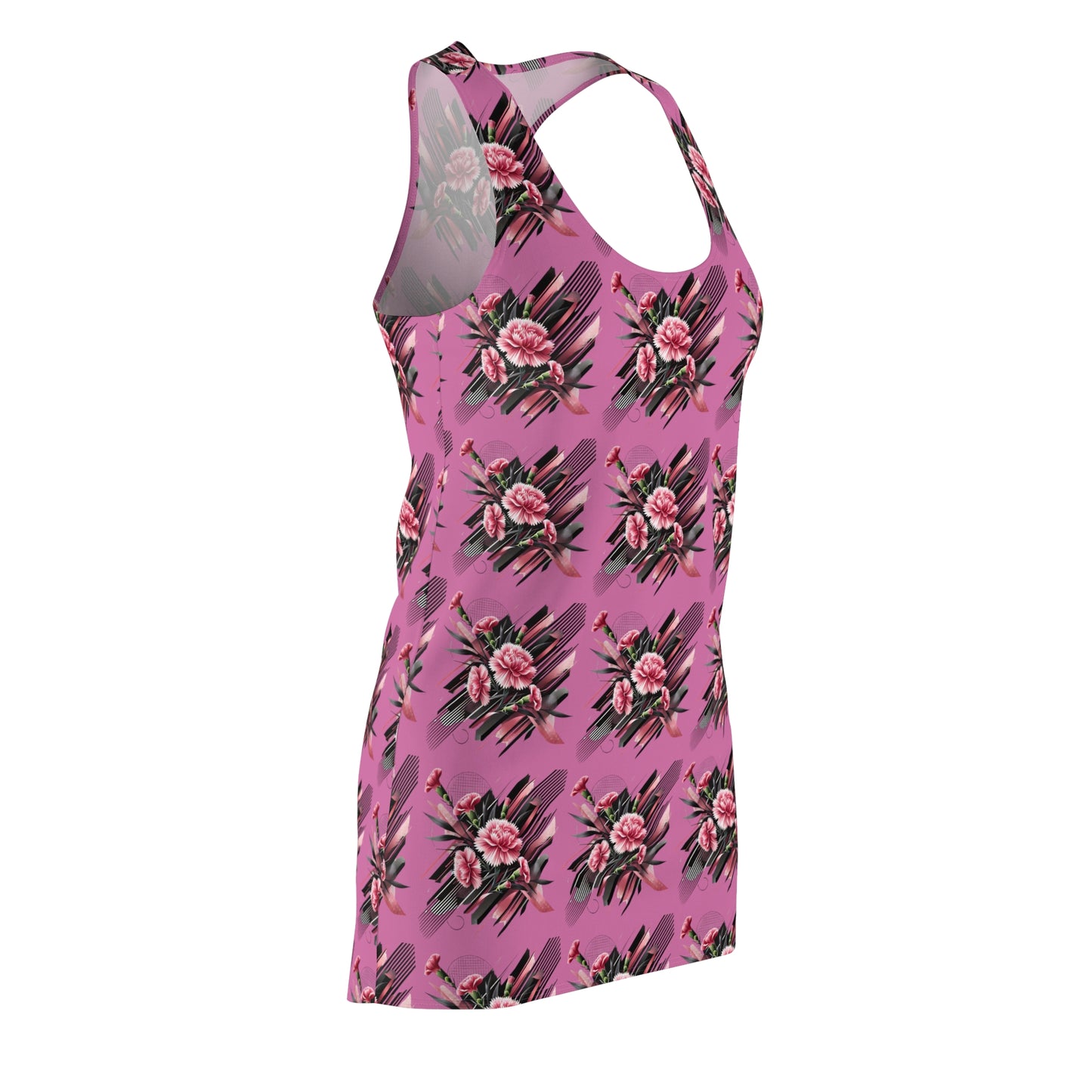 Pink Carnations On Light Pink Racerback Dress