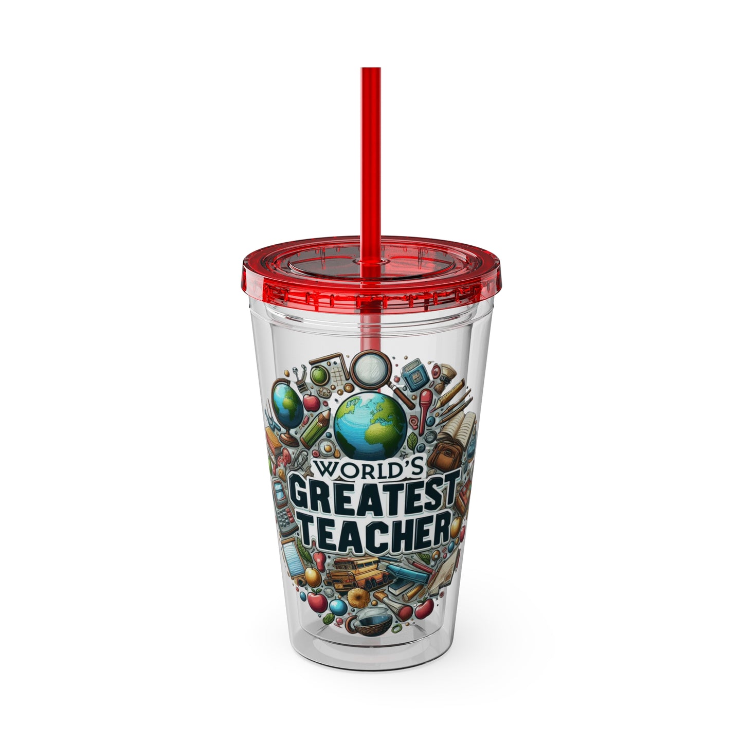 World's Greatest Teacher - Sunsplash Tumbler with Straw, 16oz (G3)