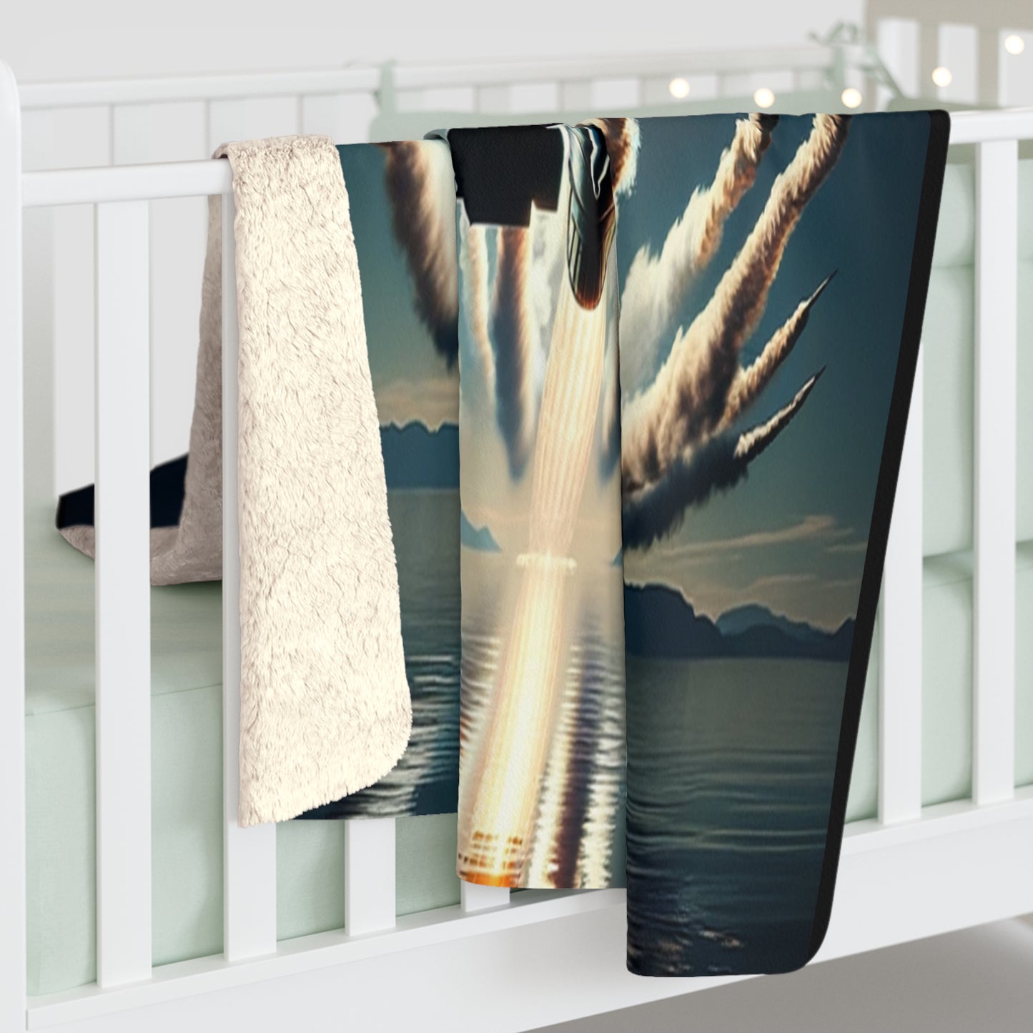 F16 Fighter With Full Afterburners  - Sherpa Fleece Blanket