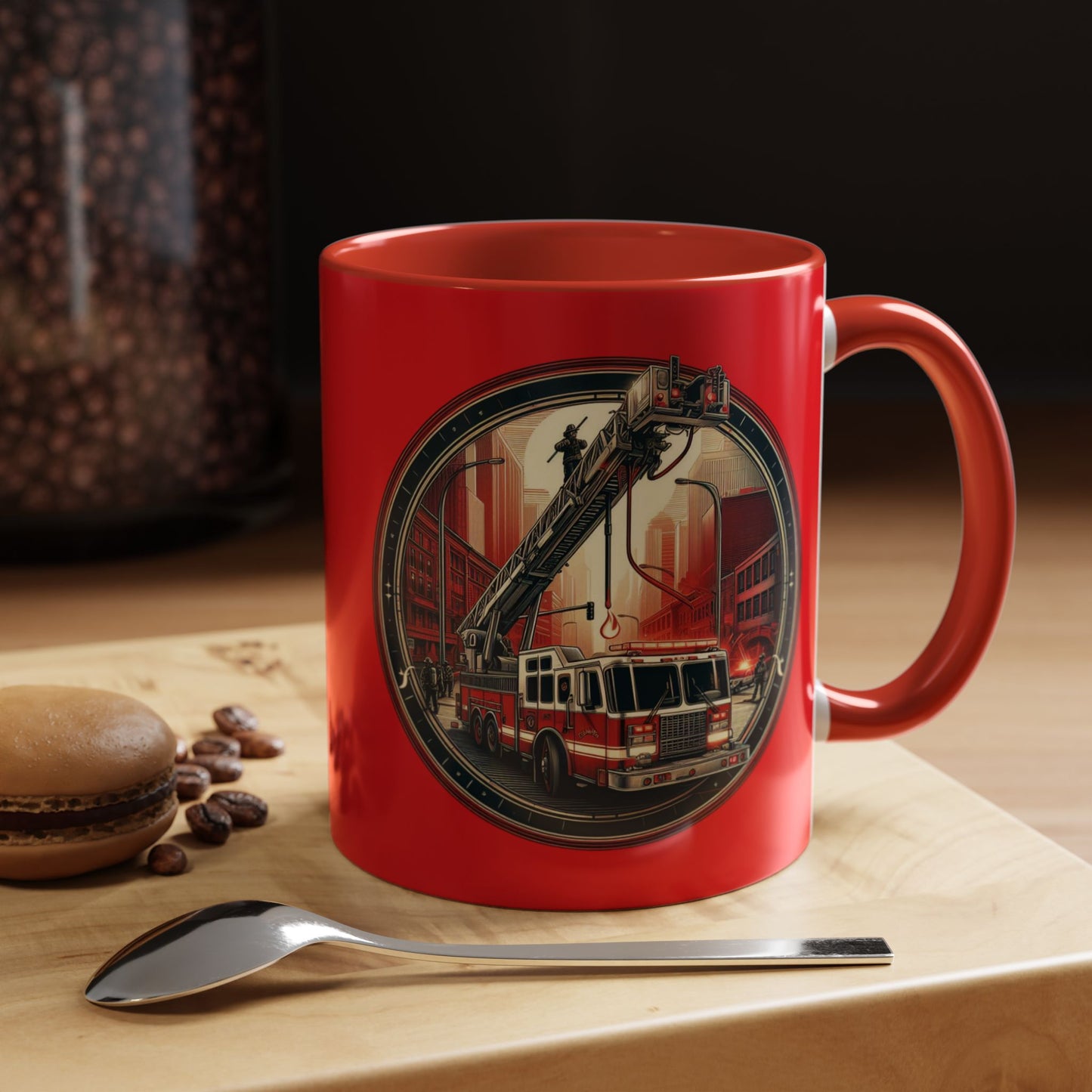 Courage Under Fire - Hook and Ladder 11oz Red Accent Coffee Mug